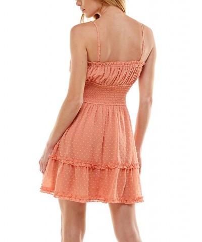 Juniors' Ruffled Tie-Neck Fit & Flare Dress Terracotta $28.32 Dresses