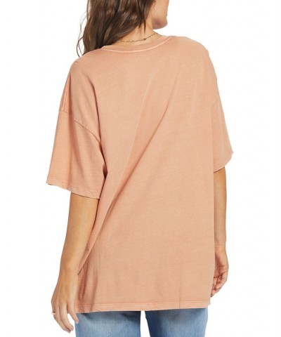 Juniors' Cotton Sunny Daze Oversized Graphic Tee Cork $20.50 Tops