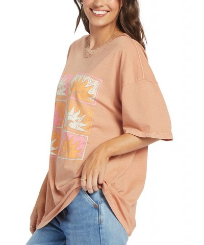 Juniors' Cotton Sunny Daze Oversized Graphic Tee Cork $20.50 Tops