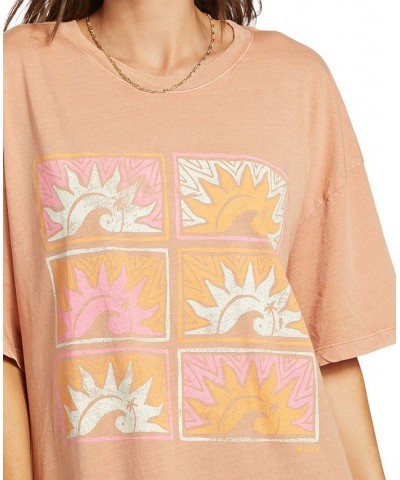 Juniors' Cotton Sunny Daze Oversized Graphic Tee Cork $20.50 Tops