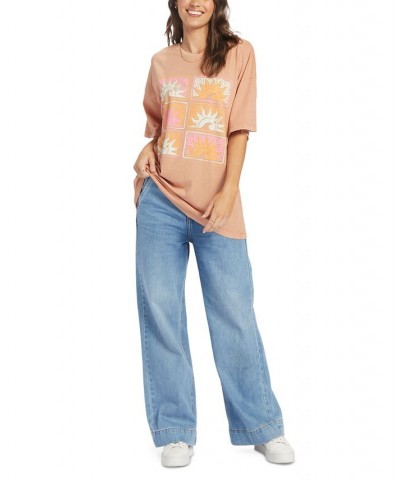 Juniors' Cotton Sunny Daze Oversized Graphic Tee Cork $20.50 Tops