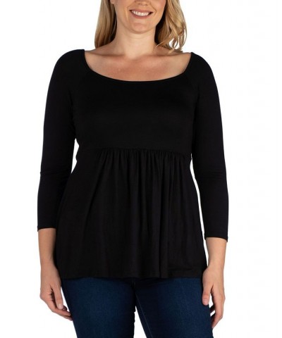 Women's Plus Size Classic Long Sleeves Tunic Top Black $30.82 Tops