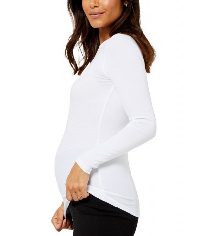 LUXEssentials Ribbed Crewneck Maternity T-Shirt White $24.00 Tops