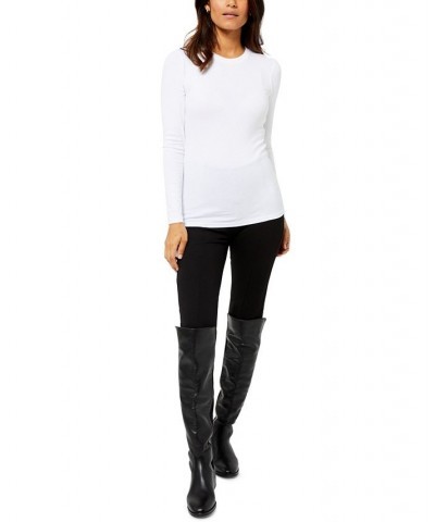 LUXEssentials Ribbed Crewneck Maternity T-Shirt White $24.00 Tops