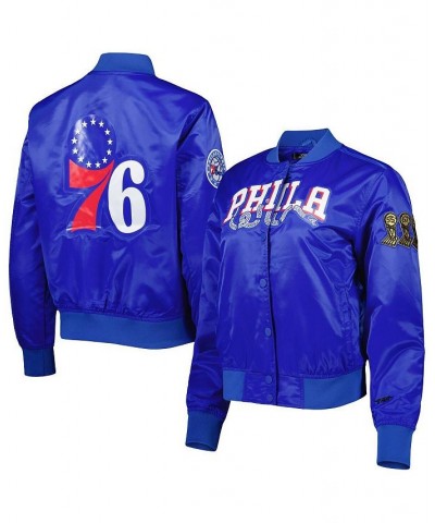 Women's Royal Philadelphia 76ers Classics Satin Full-Snap Jacket Royal $62.50 Jackets
