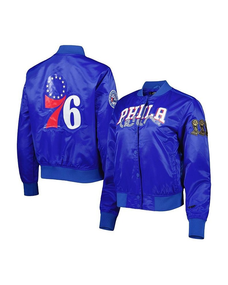 Women's Royal Philadelphia 76ers Classics Satin Full-Snap Jacket Royal $62.50 Jackets