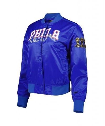 Women's Royal Philadelphia 76ers Classics Satin Full-Snap Jacket Royal $62.50 Jackets