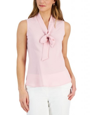 Women's Sleeveless Tie-Neck Top Regular and Petite Sizes Tutu Pink $17.55 Tops