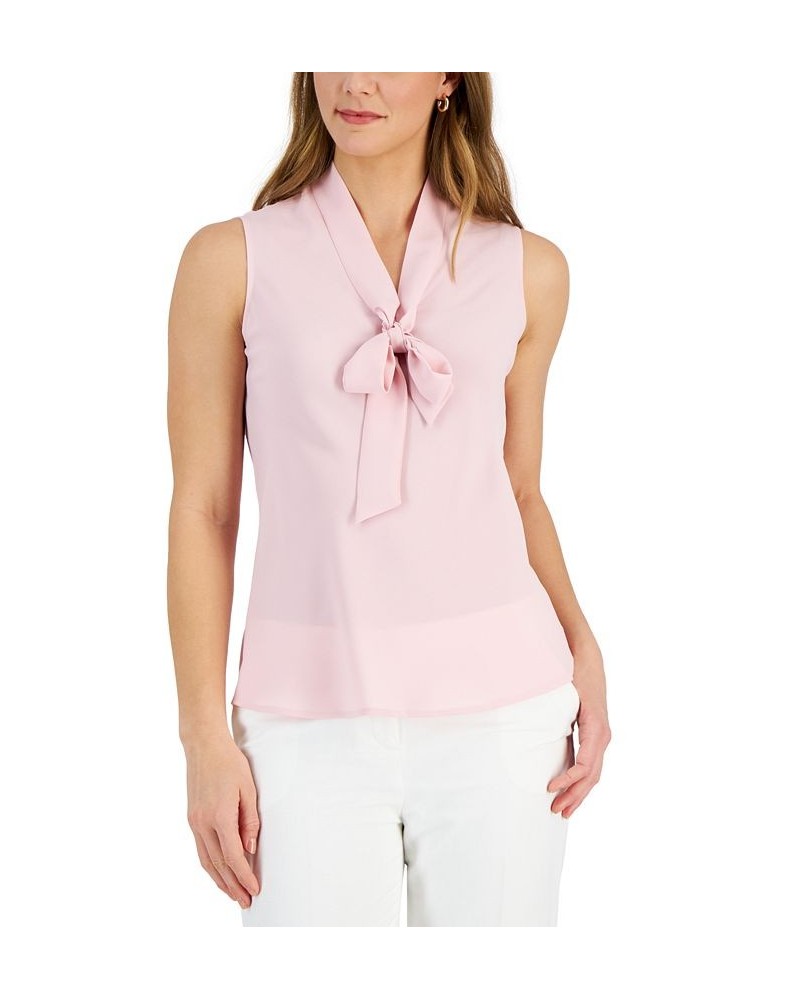 Women's Sleeveless Tie-Neck Top Regular and Petite Sizes Tutu Pink $17.55 Tops