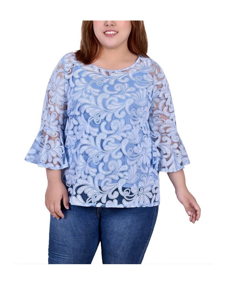 Plus Size Lace Tunic Blue $17.52 Tops