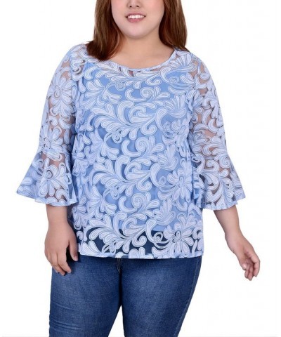 Plus Size Lace Tunic Blue $17.52 Tops