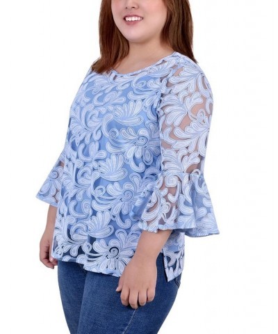 Plus Size Lace Tunic Blue $17.52 Tops