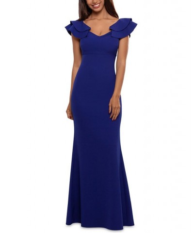 Ruffled-Strap Gown Marine Blue $99.60 Dresses
