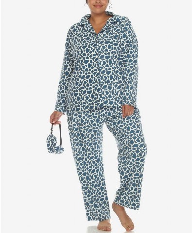 Plus Size Pajama Set 3-Piece Blue $27.00 Sleepwear