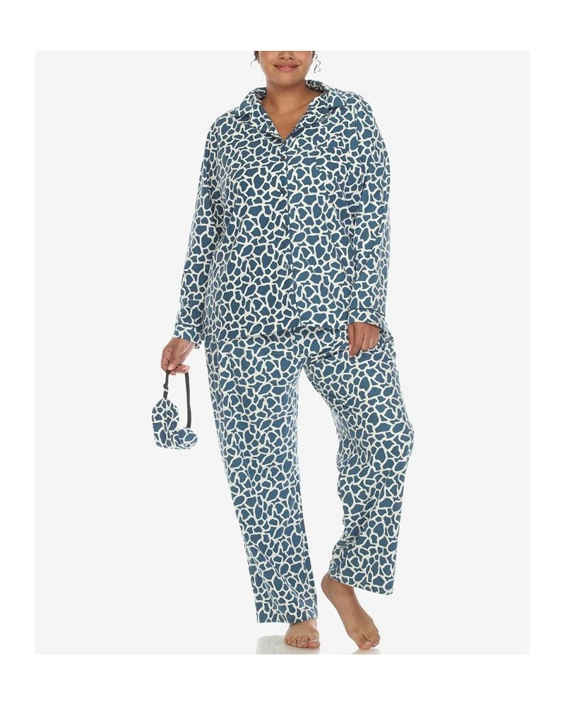 Plus Size Pajama Set 3-Piece Blue $27.00 Sleepwear