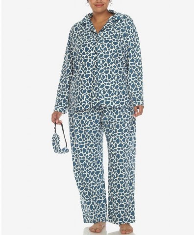 Plus Size Pajama Set 3-Piece Blue $27.00 Sleepwear