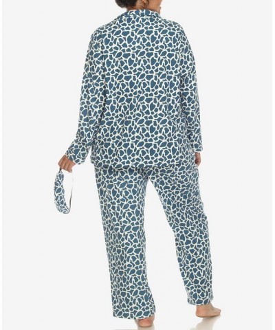 Plus Size Pajama Set 3-Piece Blue $27.00 Sleepwear