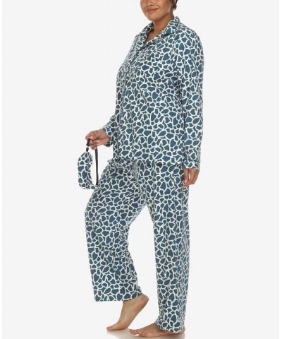 Plus Size Pajama Set 3-Piece Blue $27.00 Sleepwear