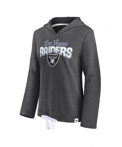 Women's Branded Heather Charcoal Las Vegas Raiders First Team Flowy Cropped Pullover Hoodie Black $31.50 Sweatshirts