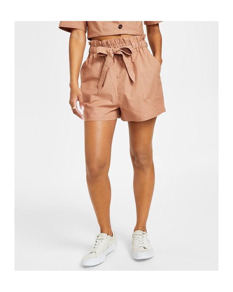 Women's Pull-On Cotton Paperbag Shorts Brown $12.77 Shorts