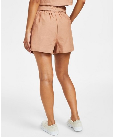 Women's Pull-On Cotton Paperbag Shorts Brown $12.77 Shorts