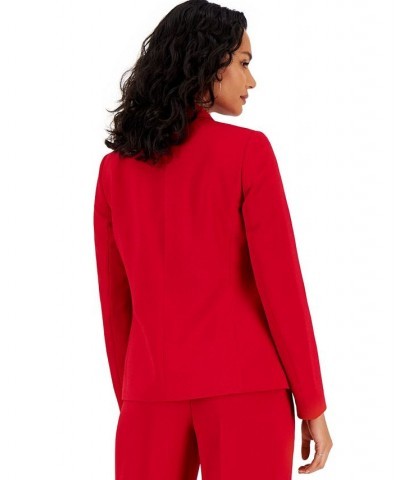 Women's Textured Crepe Faux Double-Breasted Jacket Morello Cherry $38.23 Jackets