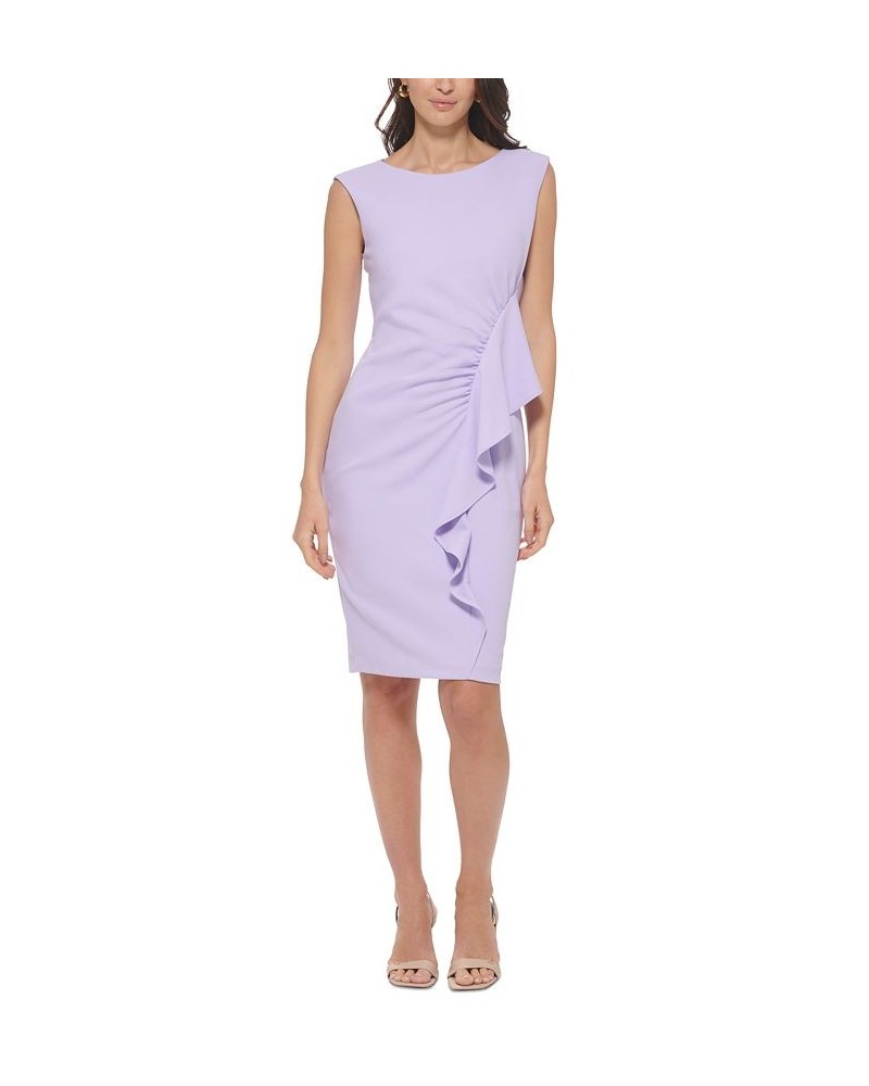 Petite Ruffle-Trim Scuba Sheath Dress Opal $40.03 Dresses