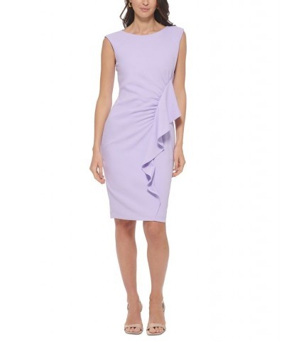 Petite Ruffle-Trim Scuba Sheath Dress Opal $40.03 Dresses