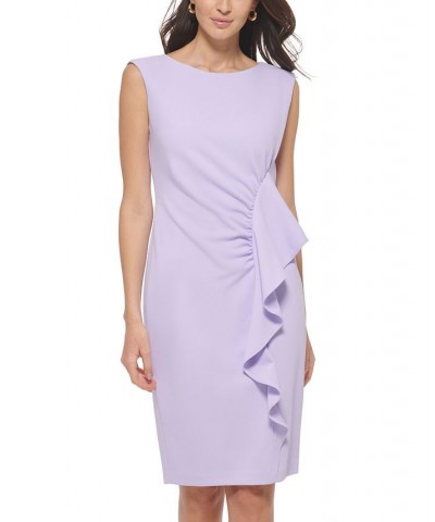 Petite Ruffle-Trim Scuba Sheath Dress Opal $40.03 Dresses