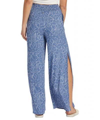 Juniors' Side Slit Tropical Rhythm Pants Mood Indigo Always Wild Big $17.81 Pants