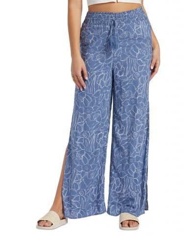 Juniors' Side Slit Tropical Rhythm Pants Mood Indigo Always Wild Big $17.81 Pants