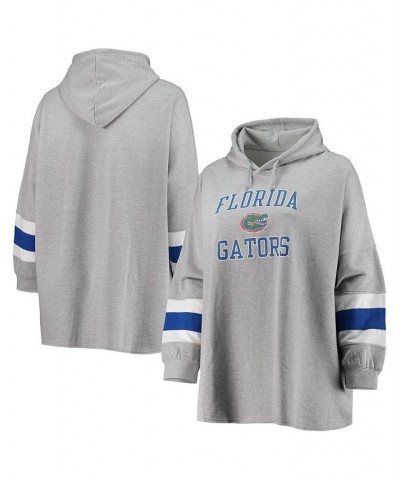 Women's Heathered Gray Florida Gators Plus Size Sleeve Stripe Pullover Hoodie Heathered Gray $37.44 Sweatshirts