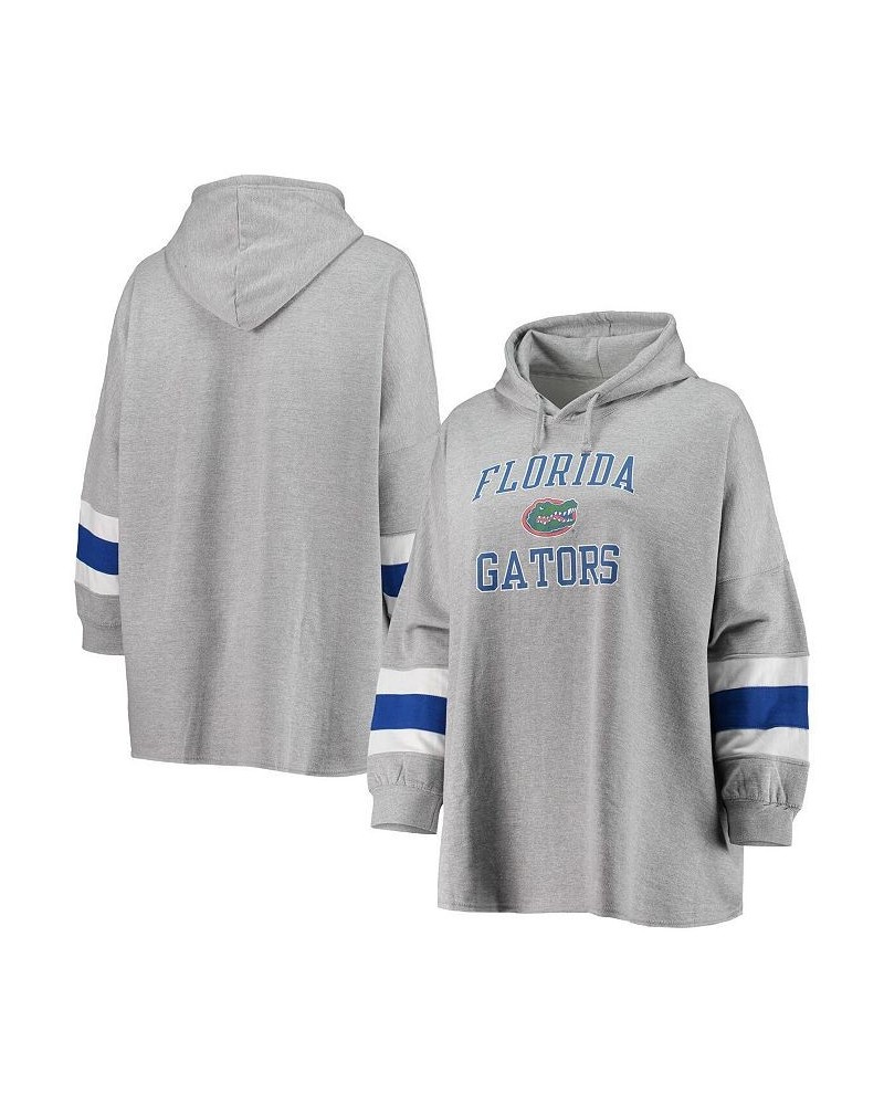 Women's Heathered Gray Florida Gators Plus Size Sleeve Stripe Pullover Hoodie Heathered Gray $37.44 Sweatshirts