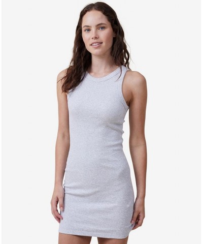Women's Rib Racer Mini Dress Gray $24.74 Dresses