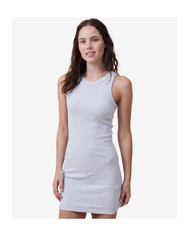 Women's Rib Racer Mini Dress Gray $24.74 Dresses