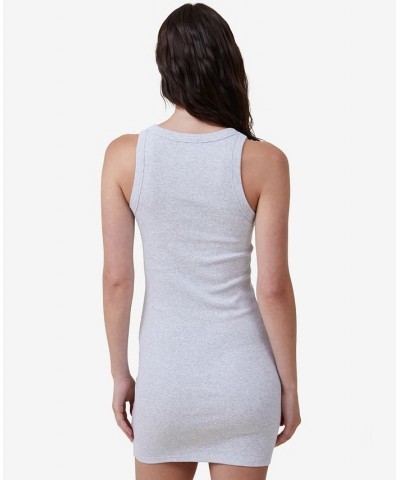 Women's Rib Racer Mini Dress Gray $24.74 Dresses