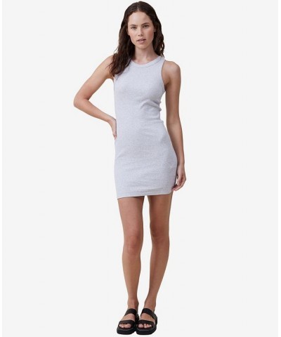 Women's Rib Racer Mini Dress Gray $24.74 Dresses