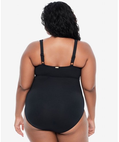 Plus Size Surplice One-Piece Swimsuit Black $82.50 Swimsuits