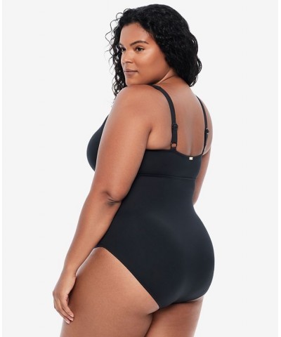 Plus Size Surplice One-Piece Swimsuit Black $82.50 Swimsuits