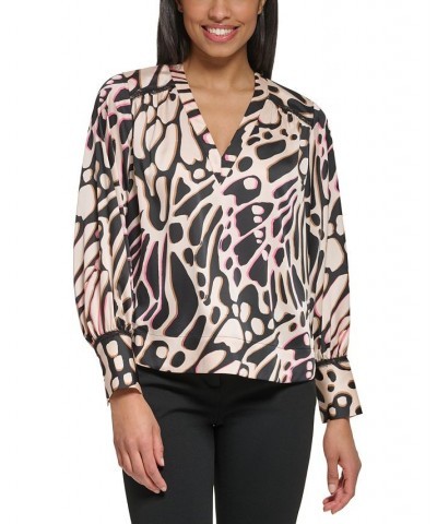 Women's Butterfly-Print Lace-Trim Blouse Butterfly $115.90 Tops