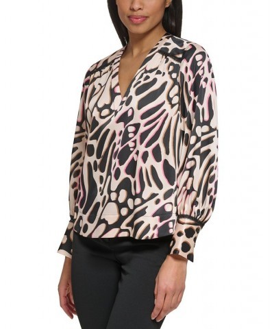 Women's Butterfly-Print Lace-Trim Blouse Butterfly $115.90 Tops