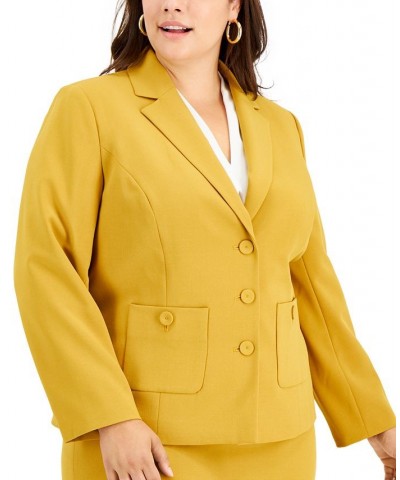 Plus Size Crepe Three-Button Flounce-Skirt Suit Pink $57.80 Suits