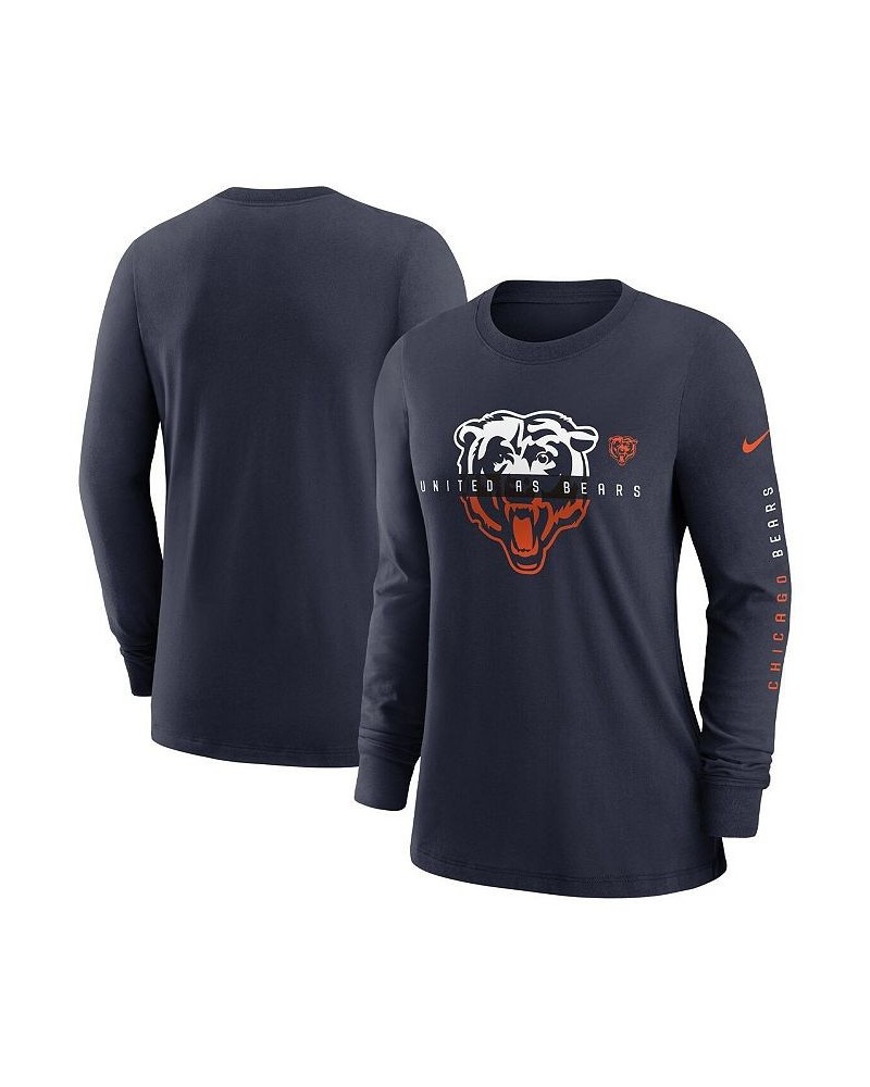 Women's Navy Chicago Bears Prime Split Long Sleeve T-shirt Navy $29.99 Tops