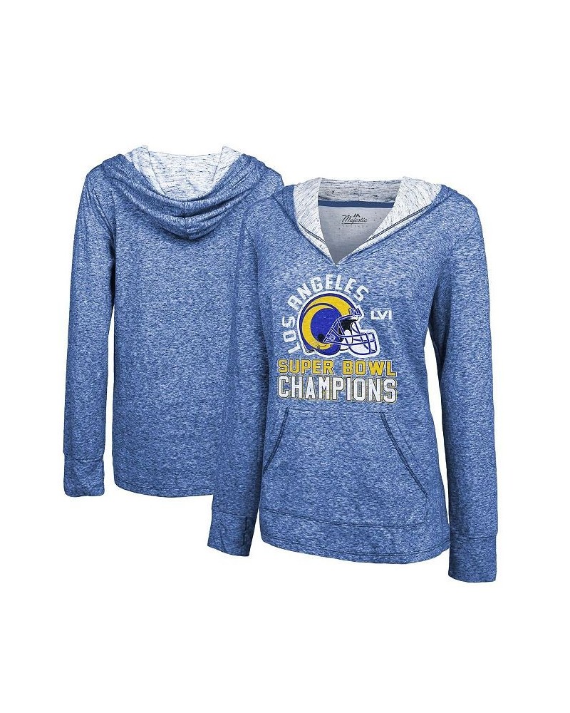 Women's Threads Heathered Royal Los Angeles Rams Super Bowl LVI Champions Hard Count Slub Pullover Hoodie Heathered Royal $36...