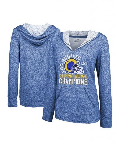 Women's Threads Heathered Royal Los Angeles Rams Super Bowl LVI Champions Hard Count Slub Pullover Hoodie Heathered Royal $36...