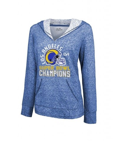 Women's Threads Heathered Royal Los Angeles Rams Super Bowl LVI Champions Hard Count Slub Pullover Hoodie Heathered Royal $36...