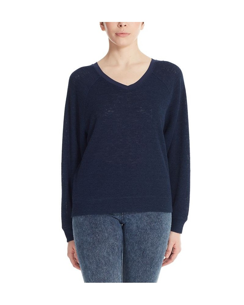 Marc New York Women's Performance Long Sleeve Knit Mesh Pullover Top Fiji $29.30 Tops