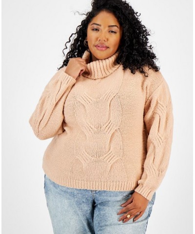 Trendy Plus Size Cable-Knit Sweater Mahogany Rose $14.49 Sweaters
