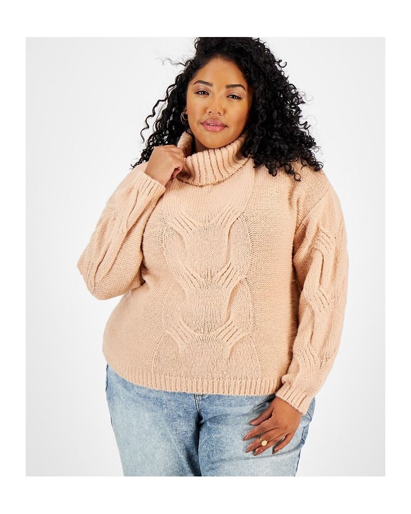 Trendy Plus Size Cable-Knit Sweater Mahogany Rose $14.49 Sweaters