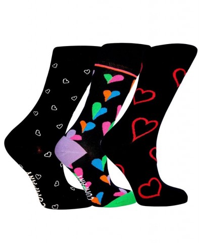 Women's Boca Gift Box of Cotton Seamless Toe Premium Hearts Patterned Crew Socks Pack of 3 Black $22.44 Socks